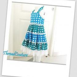 Girl's Dress Sewing Pattern, Tiered Polka Dot Dress (pdf pattern)